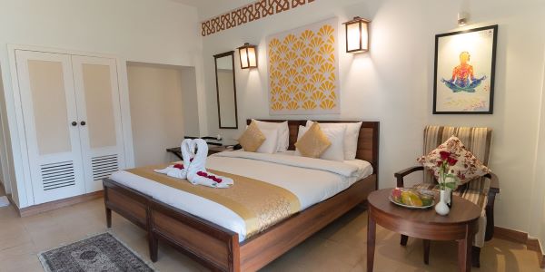 Comfortable yoga accommodation with Ganga and Himalaya view