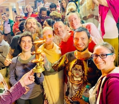 Ganga Aarti during yoga teacher training
